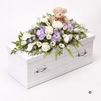 Children's Casket Spray with Teddy Bear   Blue and Lilac *